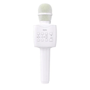 Микрофон Hoco BK5 Karaoke белый противоударный с магнитным креплением