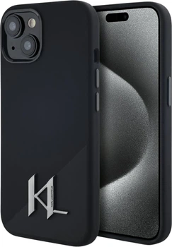 Etui plecki Karl Lagerfeld Silicone Shadow Metal Initial MagSafe do Apple iPhone 15 Black (3666339252922)