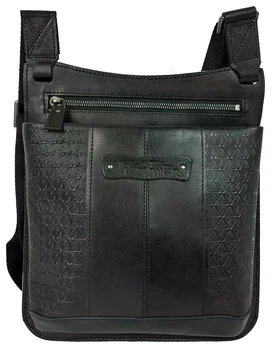 Мужская кожаная наплечная сумка планшетка Mykhail Ikhtyar 45041 New black 2 черная