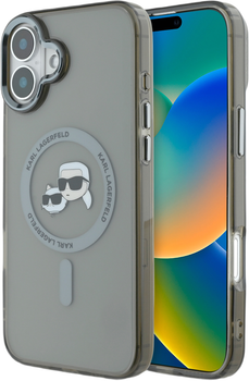 Etui Karl Lagerfeld IML Metal Karl&Choupette Head MagSafe do Apple iPhone 16 Black (KLHMP16SHLSKCK)