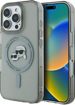 Панель Karl Lagerfeld IML Metal Karl&Choupette Head MagSafe для Apple iPhone 16 Pro Black (KLHMP16LHLSKCK)
