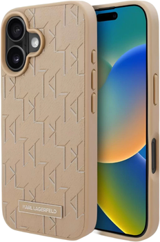 Etui Karl Lagerfeld Hot Stamp Magsafe do Apple iPhone 16 Beige (KLHMP16SPKHPORPE)
