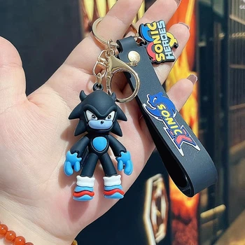 Брелок Шедоу із мультфільму Сонік (Sonic the Hedgehog) на карабіні з ремінцем для ключів і рюкзака Чорний