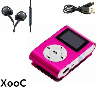 Мини MP3 плеер алюминиевый клипса + вакуумные наушники + USB переходник. Мп3 плеер для спорта, бега WJ3P