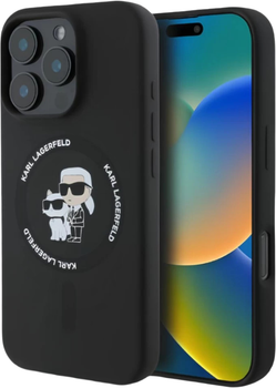 Панель Karl Lagerfeld Silicone Karl&Choupette Ring MagSafe для Apple iPhone 16 Pro Max Black (KLHMP16XSCMKCRHK)