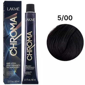 Безаммиачная перманентная краска для волос Lakme Chroma Permanent Hair Color 5/00 Light Brown 60 мл