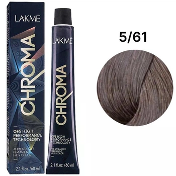 Безаммиачная перманентная краска для волос Lakme Chroma Permanent Hair Color 5/61 Ash Chestnut Light Brown 60 мл