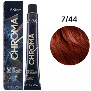 Безаммиачная перманентная краска для волос Lakme Chroma Permanent Hair Color 7/44 Copper Copper Medium Blonde 60 мл