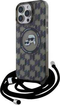 Панель Karl Lagerfeld IML Crossbody Monogram Karl & Choupette Head MagSafe для Apple iPhone 16 Pro Max Black (KLHMP16XHCKCKLCK)