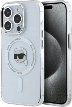 Etui plecki Karl Lagerfeld IML Metal Karl Head MagSafe do Apple iPhone 15 Pro Max White (3666339284077)