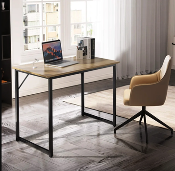 Письмовий стіл Costway Homart 100х50х75 см натуральне дерево на сталевому каркасі