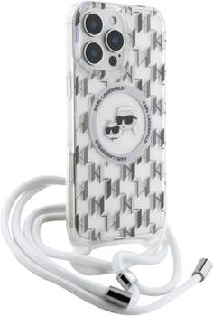 Панель Karl Lagerfeld IML Crossbody Monogram Karl & Choupette Head MagSafe для Apple iPhone 16 Pro Max Transparent (KLHMP16XHCKCKLCT)