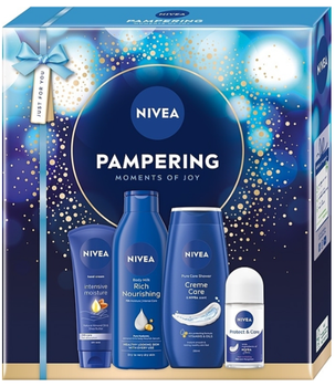 Zestaw kosmetyków do pielęgnacji ciała Nivea Pampering Żel pod prysznic Cream Care 250 ml + Balsam do ciała 250 ml + Antyperspirant 50 ml + Krem do rąk 100 ml (9005800394367)