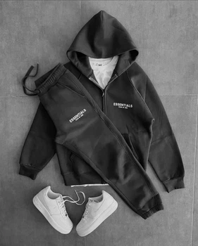 Мужской зимний спортивный костюм оверсайз Essentials S графитовый (KP182)