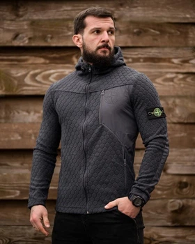 Чоловіча демісезонна кофта на флісі Stone Island 3XL сіра (95000)