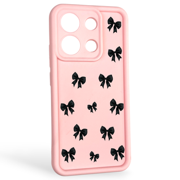 Чехол силиконовый Soft Touch с 3D принтом для Xiaomi Redmi Note 13 4G розовый (Полная защита камеры)
