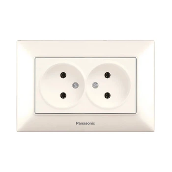 Розетка двойная без заземления Arkedia Slim кремовая ABS [WNTC02042BG-UA1] Panasonic