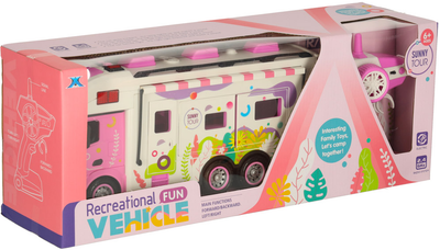 Zdalnie sterowany kamper KIK z dźwiękiem, światłem i akcesoriami Różowy (5903039767584)