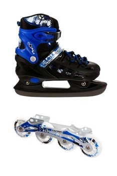 Детские раздвижные роликовые коньки Scale Sport Original 2 в 1 ролики + коньки цвет черно-синий SCALE SPORTS ЦБ-00206838