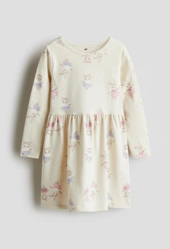 Дитяча бавовняна сукня для дівчинки H&M 134-140 см Світло-бежева (25120302E)