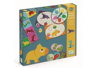 Настільна гра Djeco Динозаври 3 в 1: Бінго + Мемо + Доміно (Dinosaurs: Bingo + Memo + Domino) (DJ08132)