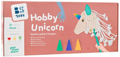 Дерев’яна іграшка на палиці BS Toys Єдиноріг + 3 яскравих конуси (4690701) (8717775445302)