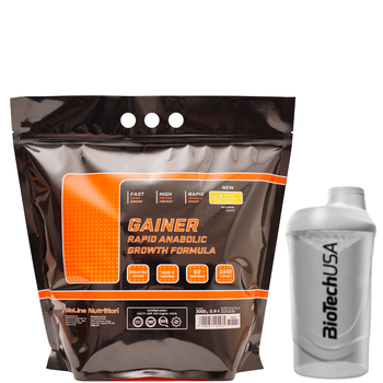 Gainer вуглеводно-білковий 73% + Growht formula Creatine 3 кг / упаковка Банан + Спортивний шейкер