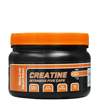 Креатин CREATIN INTENSIVE FIVE BioLIne Nutrition формула 5 в 1 для быстрого роста мышц 150 капсул / банка