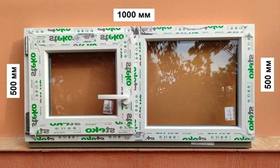 Окно Steko 1000 х 500 мм 2-стекла,форточка с левая