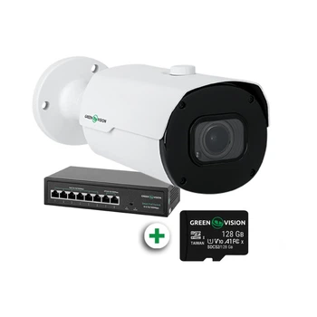 Комплект видеонаблюдения GreenVision распознавание авто номеров на 1 IP камеру GV-802