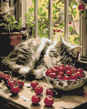 Алмазная мозаика/вышивка Котенок на окне 40*50 см Оригами