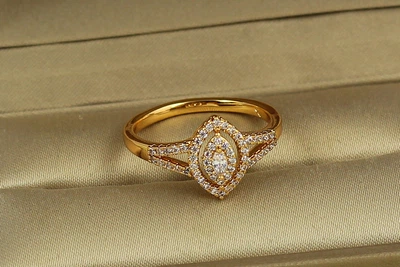 Кільце Xuping Jewelry малий маркіз з подвійним обідком р 18 золотисте