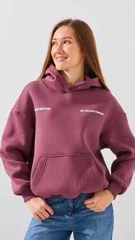 Худі з принтом жіночий LAWA P-WT02308 XL Сливовий shop (2888000030313)