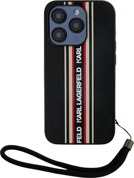 Панель Karl Lagerfeld Saffiano Athleisure Stripes Cord для Apple iPhone 15 Pro Black/Red (3666339254629)