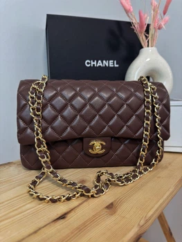 Женская сумка Chanel Classic 2.55 Medium Chocolate/Gold