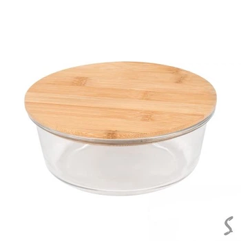 Контейнер скло з бамбуковою кришкою "Round" д13.5*6см 370мл Stenson R35694-S