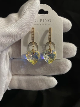 Серьги кристальное сердце золотого цвета 36186 One Size