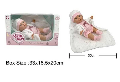 Пупс YL 2430 CD гумовий, висота 30 см, пелюшка, знімний одяг, в коробці