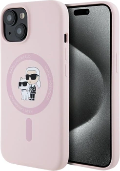 Etui plecki Karl Lagerfeld Silicone Karl&Choupette MagSafe do Apple iPhone 15 Plus Pink (3666339254476)