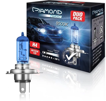 Галогенні автолампи H4 Diamond Vision 12 В 60/55 Вт супербіле світло 8500 К, 1 шт