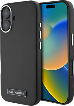 Etui Karl Lagerfeld FW Metal Plate MagSafe do Apple iPhone 16 Plus Black (KLHMP16MPGMSRPK)