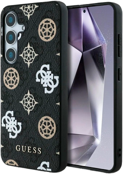 Etui Guess 4G Printed Colored Peony Pattern MagSafe do Samsung Galaxy S25 Black (3666339449322)