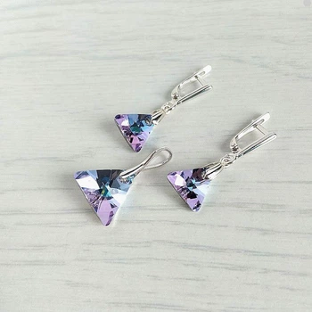 Набор украшений Hand Made с кристаллами Swarovski сиренево-бирюзового цвета