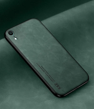 Шкіряний чохол XnE iPhone XR з металевою вставкою Green (34648-08)