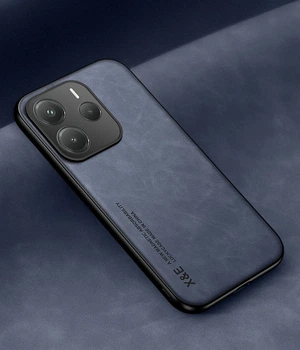 Кожаный чехол XnE Xiaomi Redmi Note 14 5G с металлической вставкой Blue (39659-28)