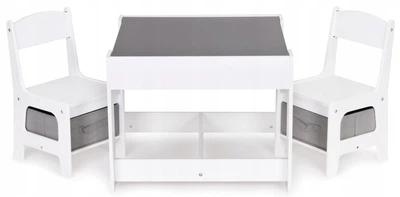 Дерев'яні меблі для дітей EcoToys ZCF-01A набір стіл із дошкою + 2 стільці (5903769976799)