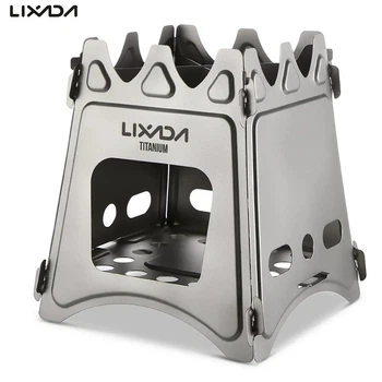Титановая туристическая печь щепочница для твердого топлива Lixada titanium Размер XL Туристическая горелка печка на дрова