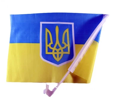 Автомобильный флаг Украины с держателем 30х20 см, Автофлаг с креплением на флагштоке на стекло машины Kayfovo K30-20