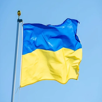 Прапор України з габардину, національний прапор України розмірами 90см х 135см, зовнішній, кольорів синього та жовтого