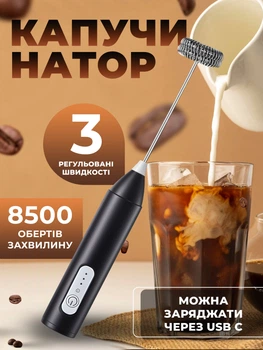 Капучінатор ручний спінювач молока міксер Міні-піноутворювач для кави капучіно гарячого шоколаду матчу фраппе Чорний kayfovo XYZ-0